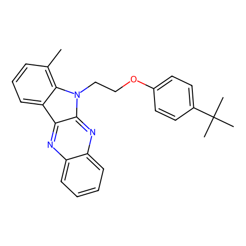 6-[2-(4-tert-butylphenoxy)ethyl]-7-methyl-6H-indolo[2,3-b]quinoxaline structure