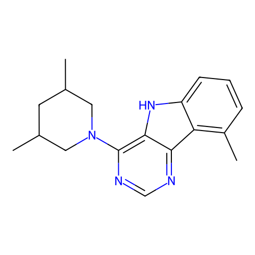 4-(3,5-dimethylpiperidin-1-yl)-9-methyl-5H-pyrimido[5,4-b]indole structure