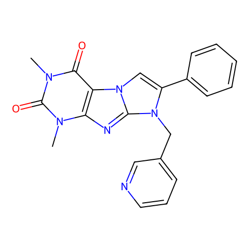 1,3-dimethyl-7-phenyl-8-(pyridin-3-ylmethyl)-1H-imidazo[2,1-f]purine-2,4(3H,8H)-dione structure