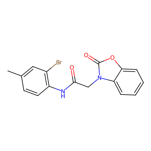 N-(2-bromo-4-methylphenyl)-2-(2-oxo-1,3-benzoxazol-3(2H)-yl)acetamide structure