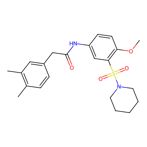 2-(3,4-dimethylphenyl)-N-(4-methoxy-3-piperidin-1-ylsulfonylphenyl)acetamide structure