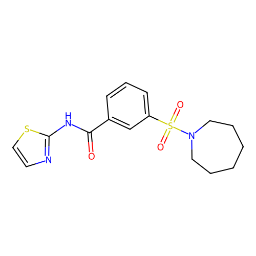 3-(azepan-1-ylsulfonyl)-N-(1,3-thiazol-2-yl)benzamide structure