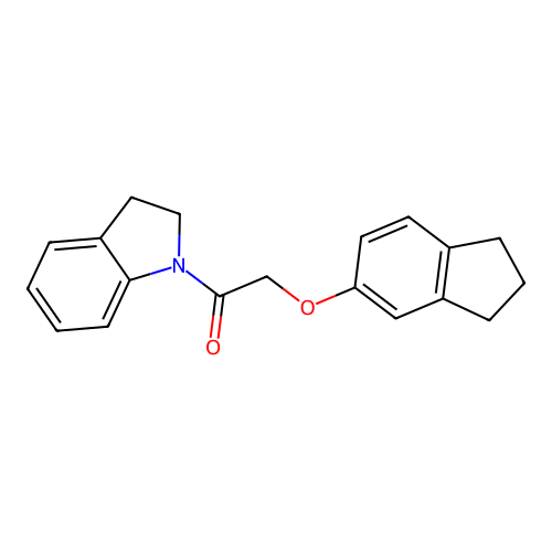 2-(2,3-dihydro-1H-inden-5-yloxy)-1-(2,3-dihydroindol-1-yl)ethanone structure