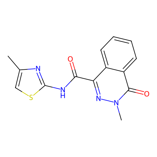 3-methyl-N-(4-methylthiazol-2-yl)-4-oxo-3,4-dihydrophthalazine-1-carboxamide structure