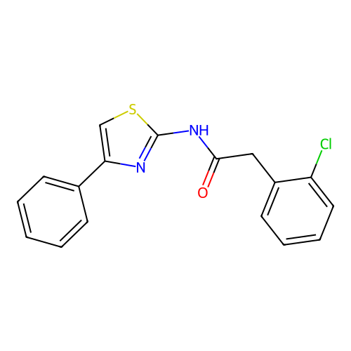 2-(2-chlorophenyl)-N-(4-phenyl-1,3-thiazol-2-yl)acetamide structure