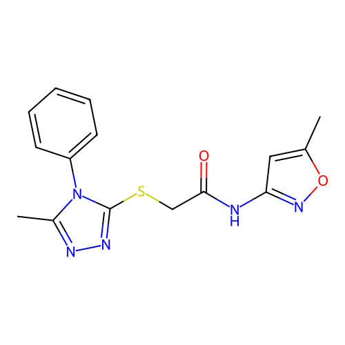 N-(5-methyl-1,2-oxazol-3-yl)-2-[(5-methyl-4-phenyl-1,2,4-triazol-3-yl)sulfanyl]acetamide structure