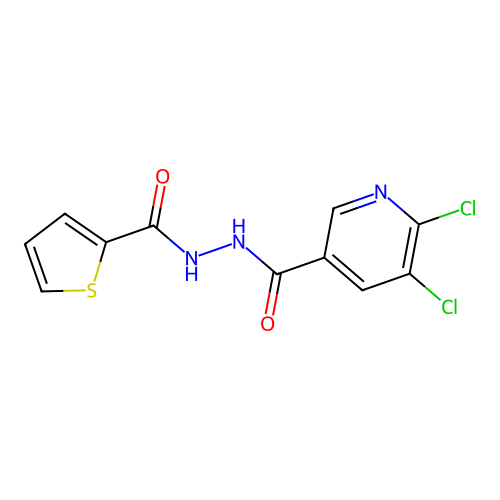 5,6-dichloro-N'-(thiophene-2-carbonyl)pyridine-3-carbohydrazide structure