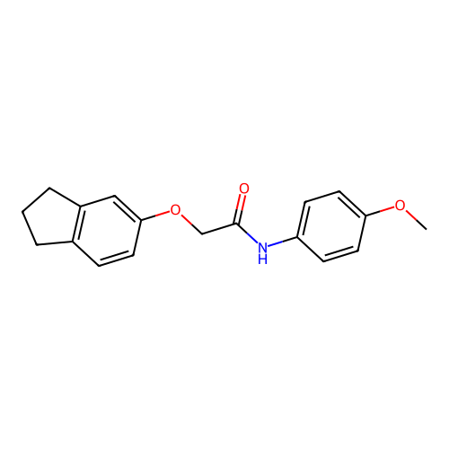 2-(2,3-dihydro-1H-inden-5-yloxy)-N-(4-methoxyphenyl)acetamide structure