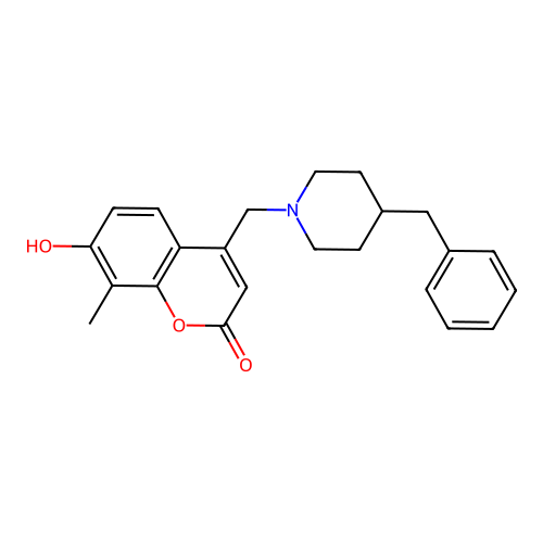 4-[(4-benzylpiperidin-1-yl)methyl]-7-hydroxy-8-methyl-2H-chromen-2-one structure