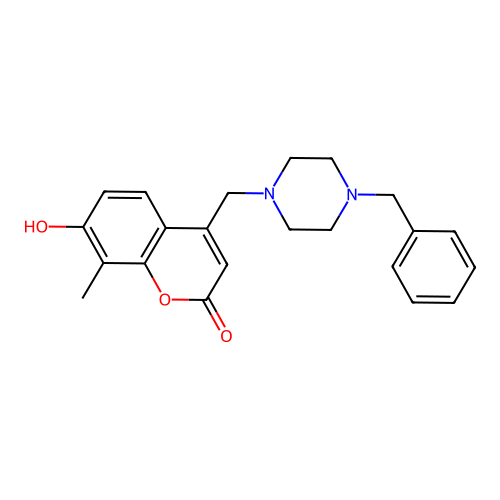 4-[(4-benzylpiperazin-1-yl)methyl]-7-hydroxy-8-methyl-2H-chromen-2-one structure