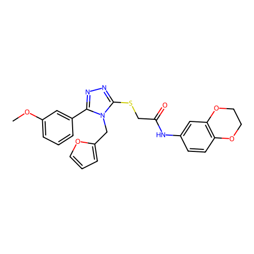 N-(2,3-dihydro-1,4-benzodioxin-6-yl)-2-[[4-(furan-2-ylmethyl)-5-(3-methoxyphenyl)-1,2,4-triazol-3-yl]sulfanyl]acetamide structure