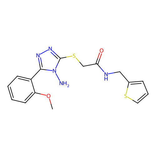 2-[[4-amino-5-(2-methoxyphenyl)-1,2,4-triazol-3-yl]sulfanyl]-N-(thiophen-2-ylmethyl)acetamide structure
