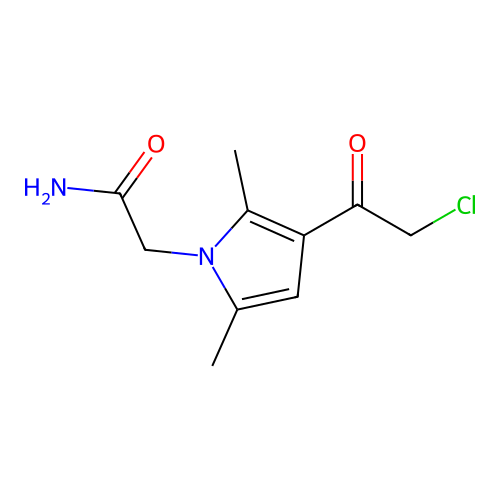 2-[3-(2-chloroacetyl)-2,5-dimethyl-1H-pyrrol-1-yl]acetamide structure