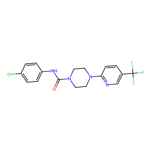 N-(4-chlorophenyl)-4-[5-(trifluoromethyl)pyridin-2-yl]piperazine-1-carboxamide structure