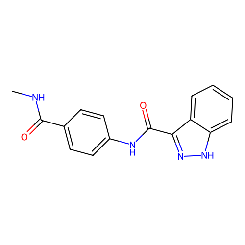 N-[4-(methylcarbamoyl)phenyl]-1H-indazole-3-carboxamide structure