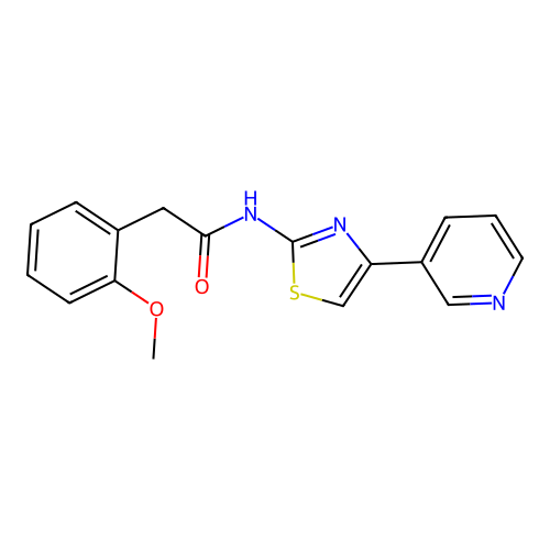 2-(2-methoxyphenyl)-N-(4-(pyridin-3-yl)thiazol-2-yl)acetamide structure