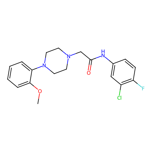 N-(3-chloro-4-fluorophenyl)-2-[4-(2-methoxyphenyl)piperazin-1-yl]acetamide structure