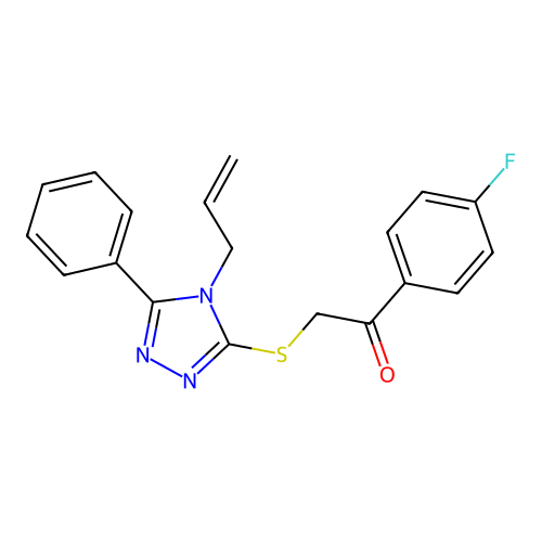 1-(4-fluorophenyl)-2-(5-phenyl-4-prop-2-enyl(1,2,4-triazol-3-ylthio))ethan-1-o ne structure