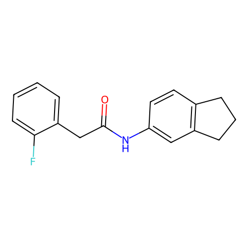 N-(2,3-dihydro-1H-inden-5-yl)-2-(2-fluorophenyl)acetamide structure