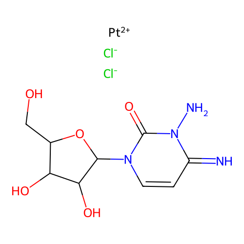 3-Aminocytidinedichloroplatinum(II) structure