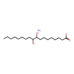 Octadecanoic acid, 9,10-dihydroxy-, ammonium salt (1:1) structure