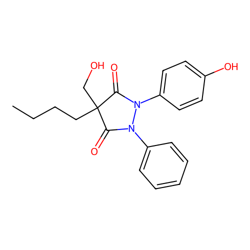 4-Butyl-4-(hydroxymethyl)-1-(4-hydroxyphenyl)-2-phenylpyrazolidine-3,5-dione structure