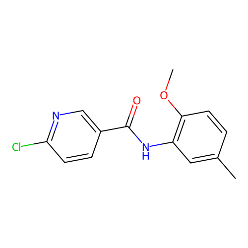 6-chloro-N-(2-methoxy-5-methylphenyl)pyridine-3-carboxamide structure