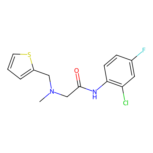 N-(2-chloro-4-fluorophenyl)-2-[methyl(thiophen-2-ylmethyl)amino]acetamide structure
