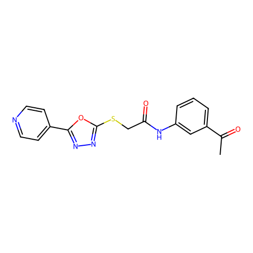 N-(3-acetylphenyl)-2-{[5-(pyridin-4-yl)-1,3,4-oxadiazol-2-yl]sulfanyl}acetamide structure