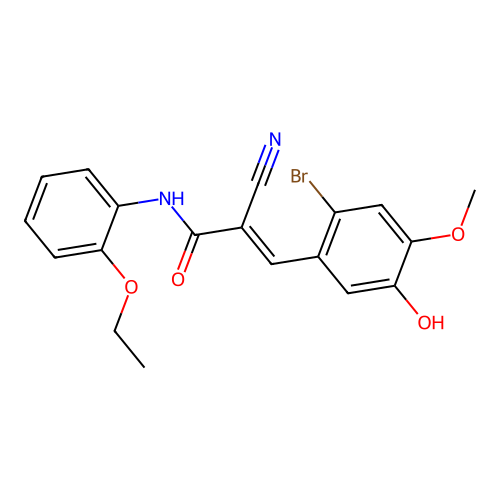 3-(2-bromo-5-hydroxy-4-methoxyphenyl)-2-cyano-N-(2-ethoxyphenyl)prop-2-enamide structure