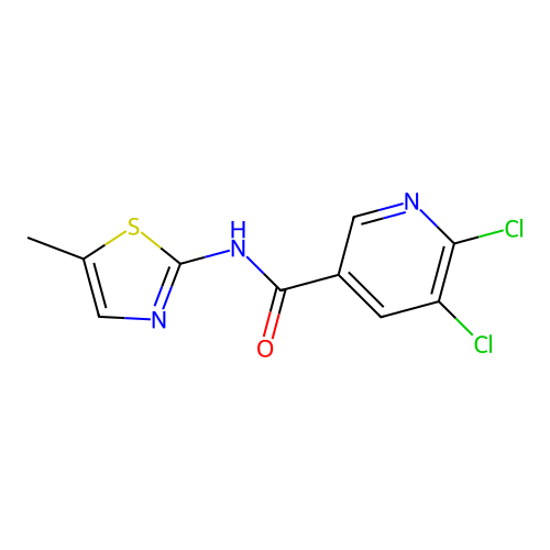 5,6-dichloro-N-(5-methyl-1,3-thiazol-2-yl)pyridine-3-carboxamide structure