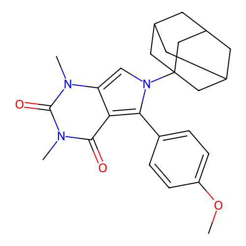 6-(1-adamantyl)-5-(4-methoxyphenyl)-1,3-dimethylpyrrolo[3,4-d]pyrimidine-2,4-dione structure
