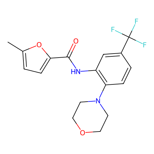 5-methyl-N-[2-(morpholin-4-yl)-5-(trifluoromethyl)phenyl]furan-2-carboxamide structure