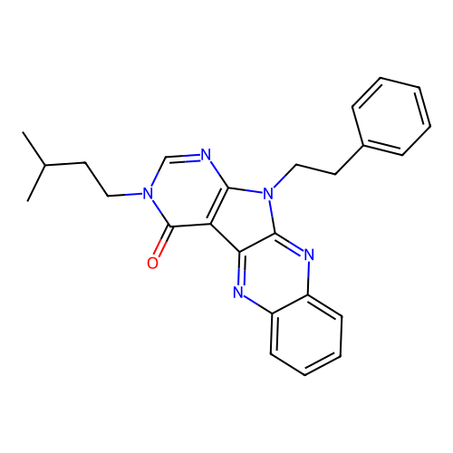 3-isopentyl-11-phenethyl-3H-pyrimido[5',4':4,5]pyrrolo[2,3-b]quinoxalin-4(11H)-one structure