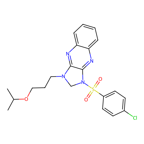 1-((4-chlorophenyl)sulfonyl)-3-(3-isopropoxypropyl)-2,3-dihydro-1H-imidazo[4,5-b]quinoxaline structure