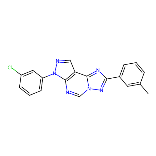 7-(3-chlorophenyl)-2-(m-tolyl)-7H-pyrazolo[4,3-e][1,2,4]triazolo[1,5-c]pyrimidine structure