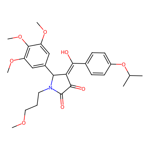 (4E)-4-[hydroxy-(4-propan-2-yloxyphenyl)methylidene]-1-(3-methoxypropyl)-5-(3,4,5-trimethoxyphenyl)pyrrolidine-2,3-dione structure