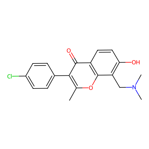 3-(4-chlorophenyl)-8-((dimethylamino)methyl)-7-hydroxy-2-methyl-4H-chromen-4-one structure