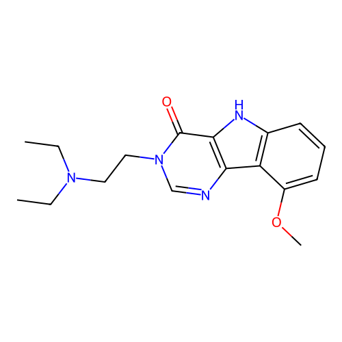 3-[2-(diethylamino)ethyl]-9-methoxy-3,5-dihydro-4H-pyrimido[5,4-b]indol-4-one structure