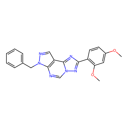7-benzyl-2-(2,4-dimethoxyphenyl)-7H-pyrazolo[4,3-e][1,2,4]triazolo[1,5-c]pyrimidine structure