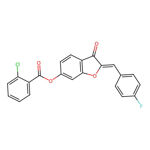2-[(4-Fluorophenyl)methylene]-3-oxobenzo[3,4-b]furan-6-yl 2-chlorobenzoate structure