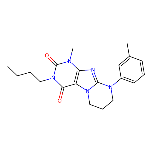 3-butyl-1-methyl-9-(3-methylphenyl)-6,7,8,9-tetrahydropyrimido[2,1-f]purine-2,4(1H,3H)-dione structure