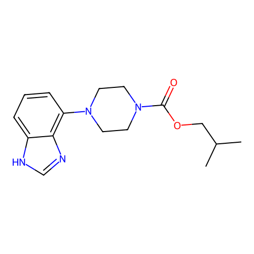 1-Piperazinecarboxylic acid, 4-(1H-benzimidazol-4-yl)-, 2-methylpropyl ester structure