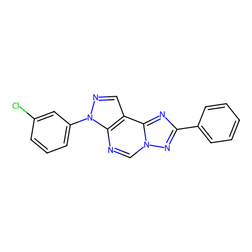 7-(3-chlorophenyl)-2-phenyl-7H-pyrazolo[4,3-e][1,2,4]triazolo[1,5-c]pyrimidine structure