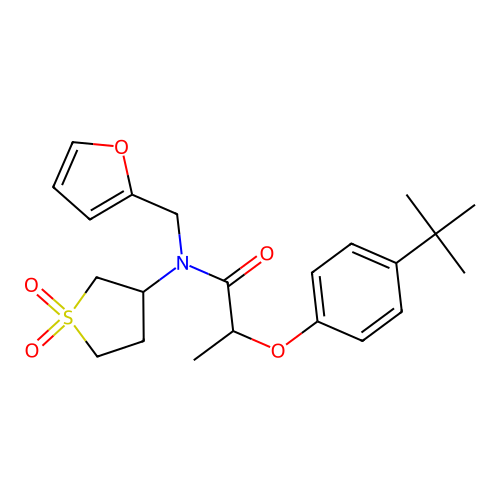 2-(4-tert-butylphenoxy)-N-(1,1-dioxo-1lambda6-thiolan-3-yl)-N-[(furan-2-yl)methyl]propanamide structure