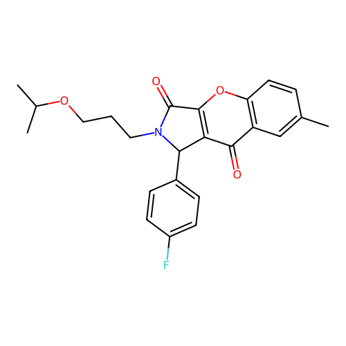 1-(4-fluorophenyl)-2-(3-isopropoxypropyl)-7-methyl-1,2-dihydrochromeno[2,3-c]pyrrole-3,9-dione structure