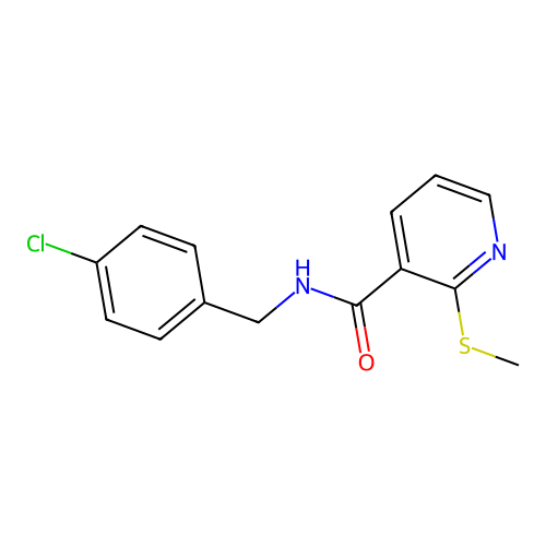 N-[(4-chlorophenyl)methyl]-2-(methylsulfanyl)pyridine-3-carboxamide structure