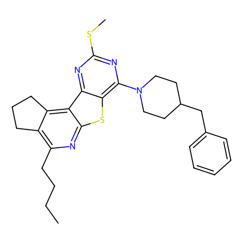 7-(4-benzylpiperidin-1-yl)-4-butyl-9-(methylsulfanyl)-2,3-dihydro-1H-cyclopenta[4',5']pyrido[3',2':4,5]thieno[3,2-d]pyrimidine structure