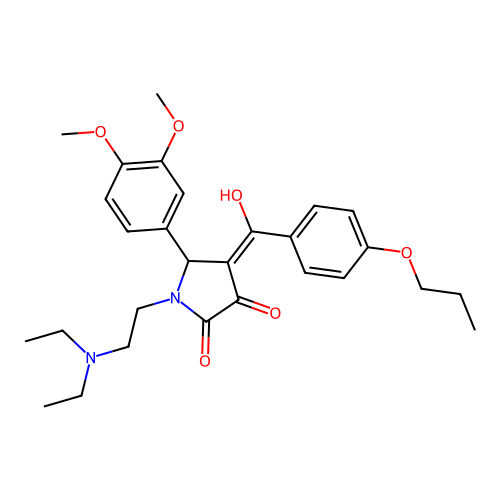 (4E)-1-(2-diethylaminoethyl)-5-(3,4-dimethoxyphenyl)-4-[hydroxy-(4-propoxyphenyl)methylidene]pyrrolidine-2,3-dione structure