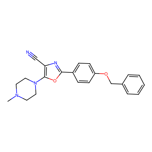 2-[4-(Benzyloxy)phenyl]-5-(4-methylpiperazin-1-yl)-1,3-oxazole-4-carbonitrile structure